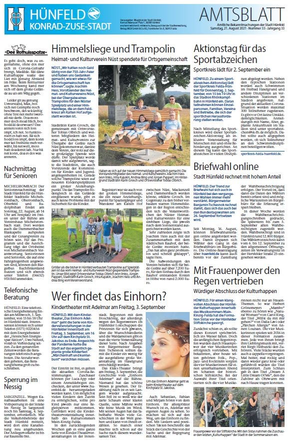 Amtsblatt vom 21. August 2021